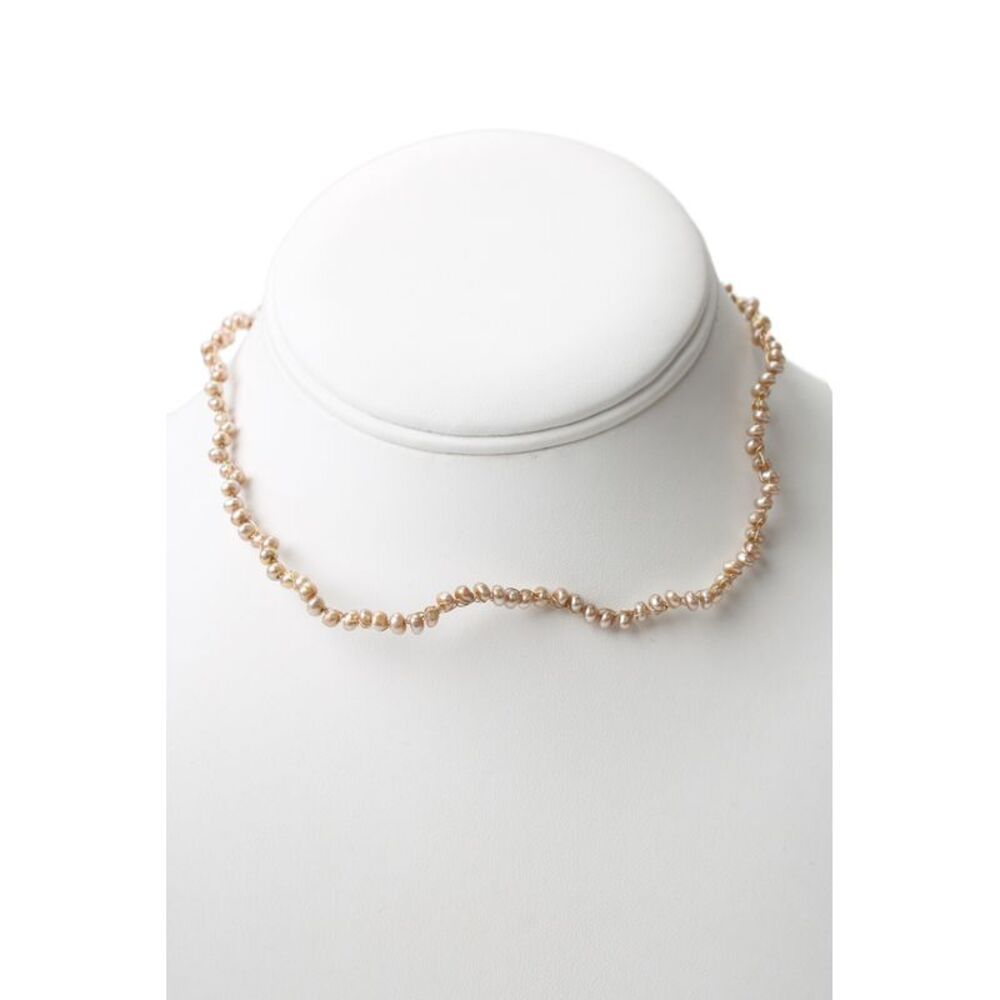 Sonya Womens 14K Gold Seed Pearl Wire Necklace 14" 6.7g
